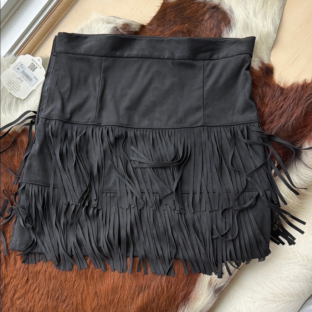 Alter’d state Fringed Black Women's Mini Skirt